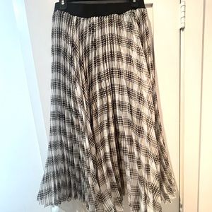 Maje pleated midi skirt- light blue/ black